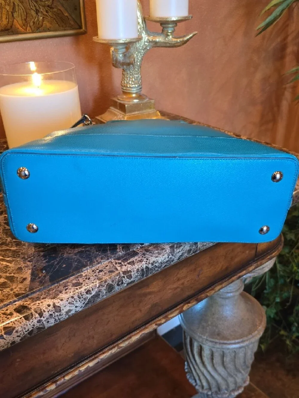 Coach Turquoise Dome Satchel - Structured Leather Handbag
